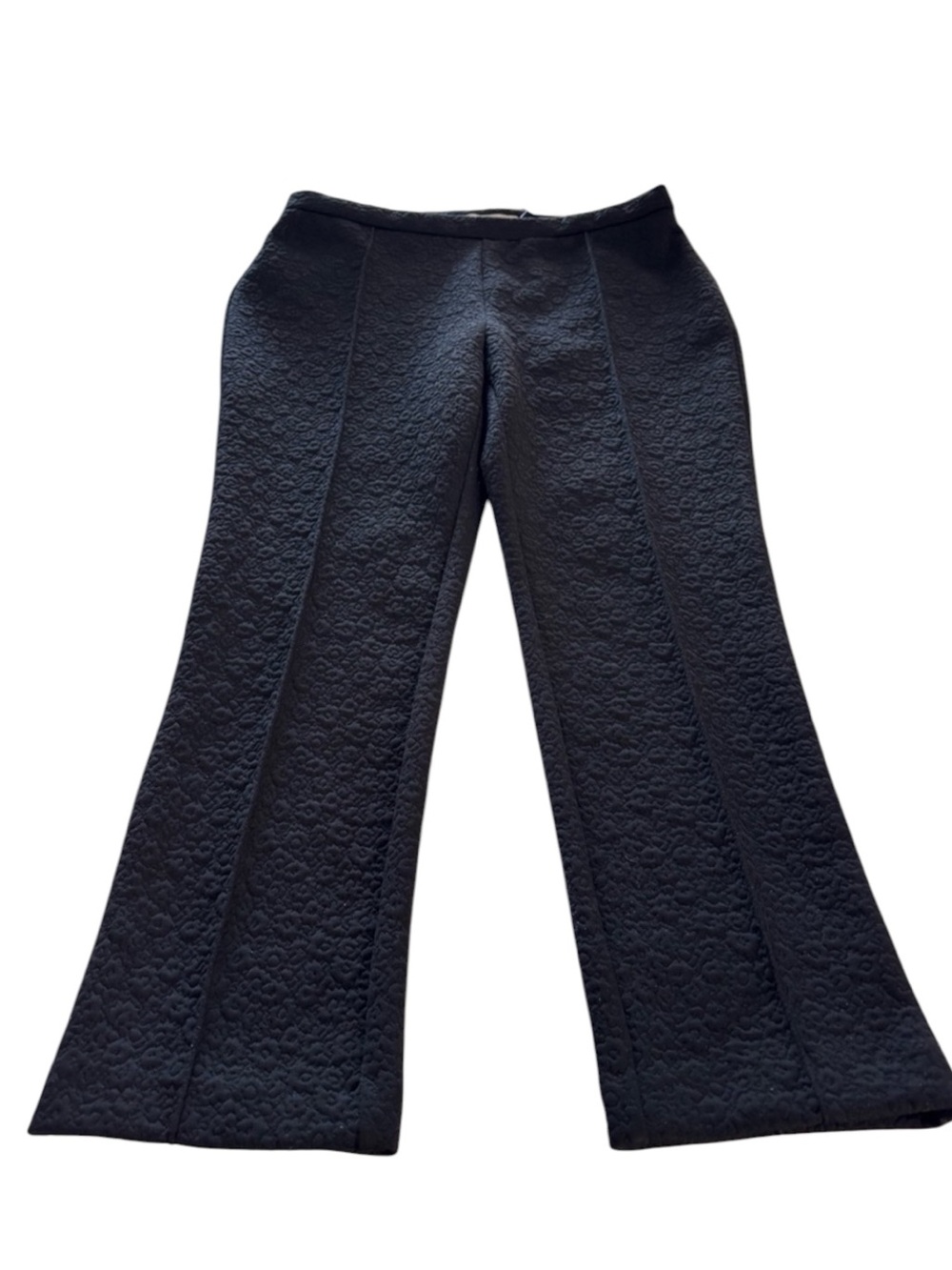 NWT Michael Kors Black Jacquard Textured Polyester Knit Straight Leg Pants Sz PM